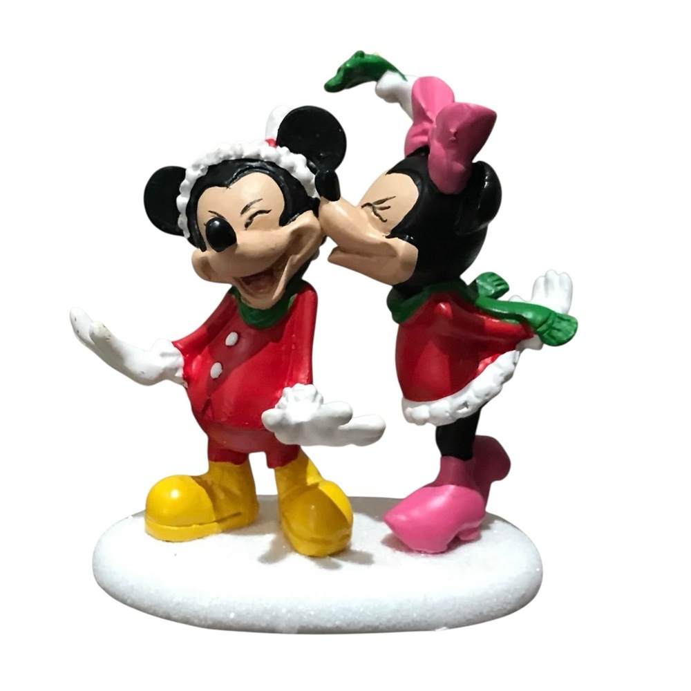 Disney Department 56 Mickey Minnie Mouse Kiss Christmas Village Mistletoe New